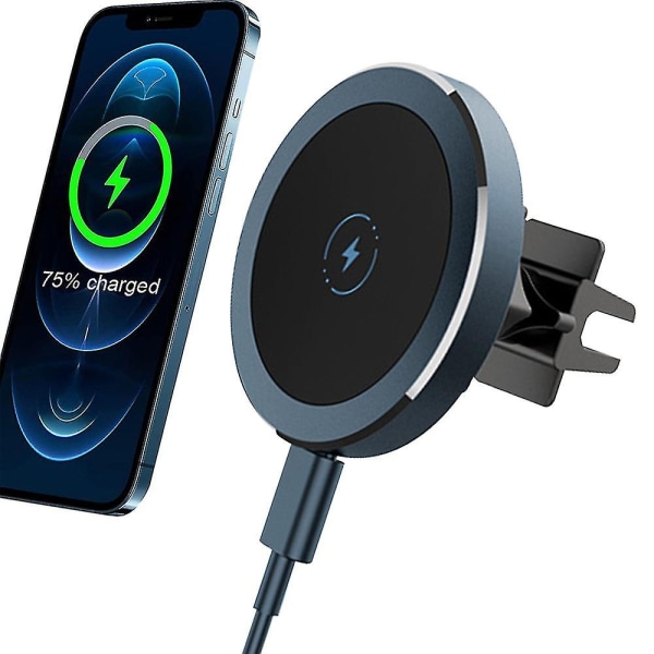 Blå magnetisk trådlös billaddare för Iphone 13/12 Pro/12 Mini/12 Pro Max, 15w Snabb billaddarfäste Kompatibel med Magsafe Charger00