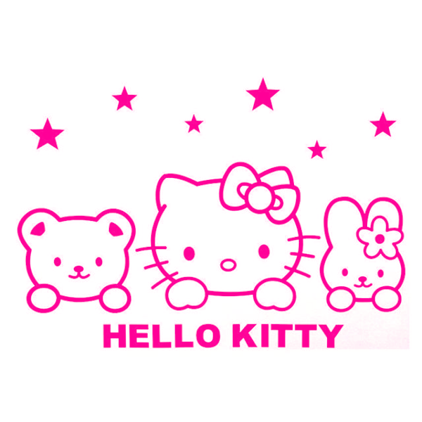 Väggdekor - Hello Kitty med vänner rosa