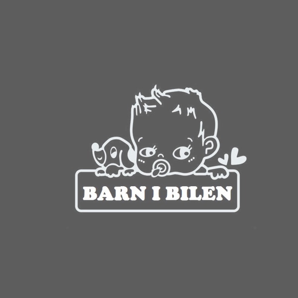 Bil Väggord/väggdekor - BARN I BILEN vit