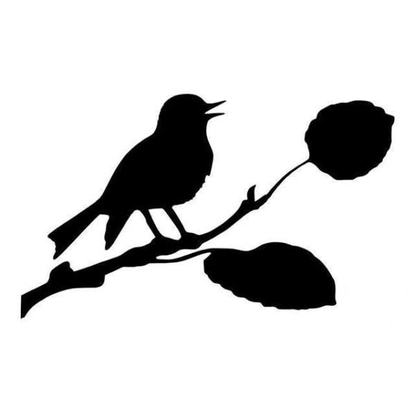 Vägg/Kakeldekor - Fågel på kvist svart