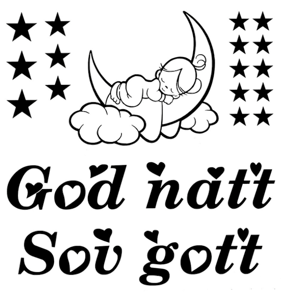 Väggdekor/Väggord - God natt Sov gott svart