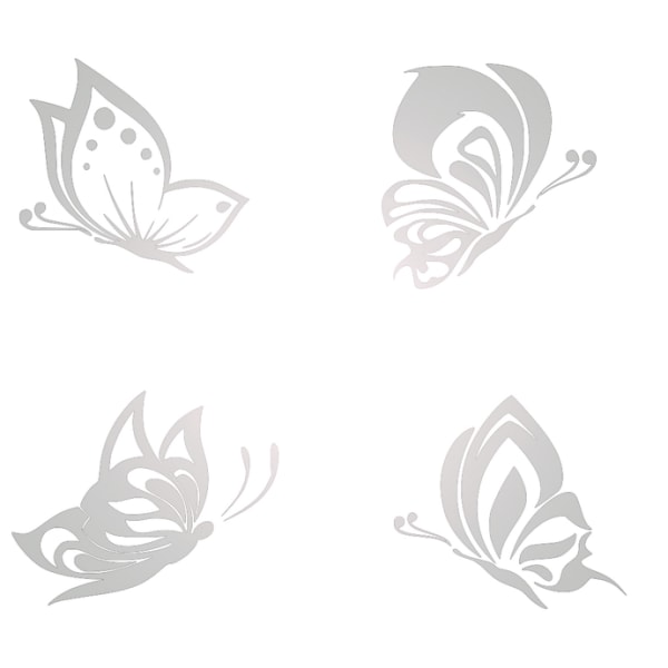 Väggdekor - 4 olika Fjärilar Silver