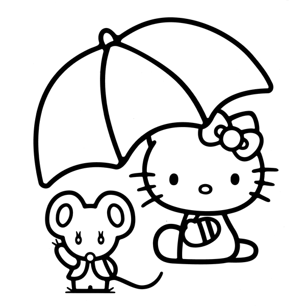 Väggdekor - Hello Kitty (Model 12) svart