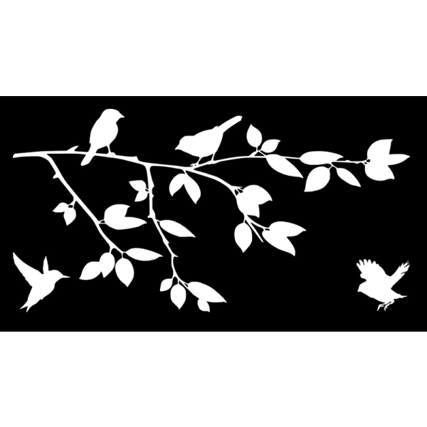 Väggdekor - Fåglar på kvist #4 vit