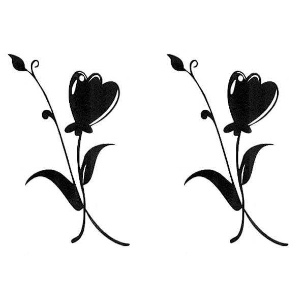 Väggdekor - Hjärtblommor design svart