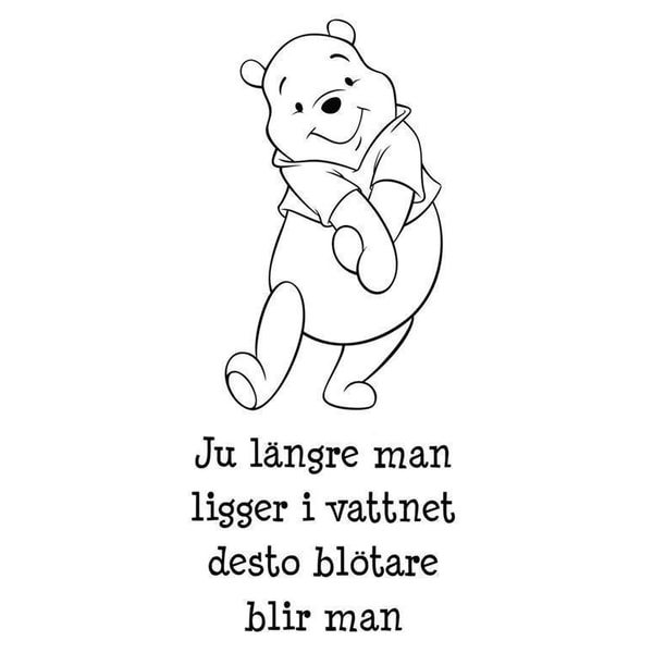 Väggdekor/Väggord - Ju längre man...Nalle Puh svart