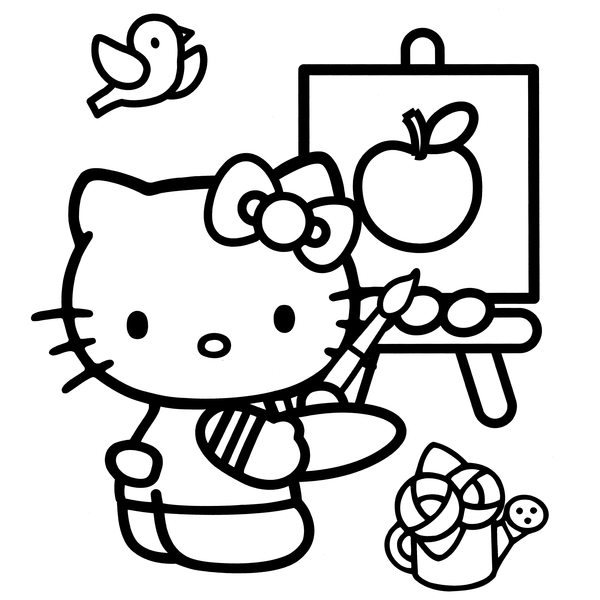 Väggdekor - Hello Kitty (Model 2) svart