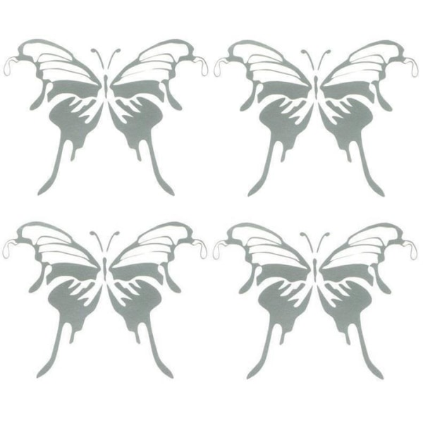 Väggdekor - 4st Silver Fjärilar