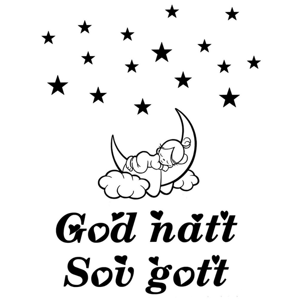 Väggdekor/Väggord - God natt Sov gott svart
