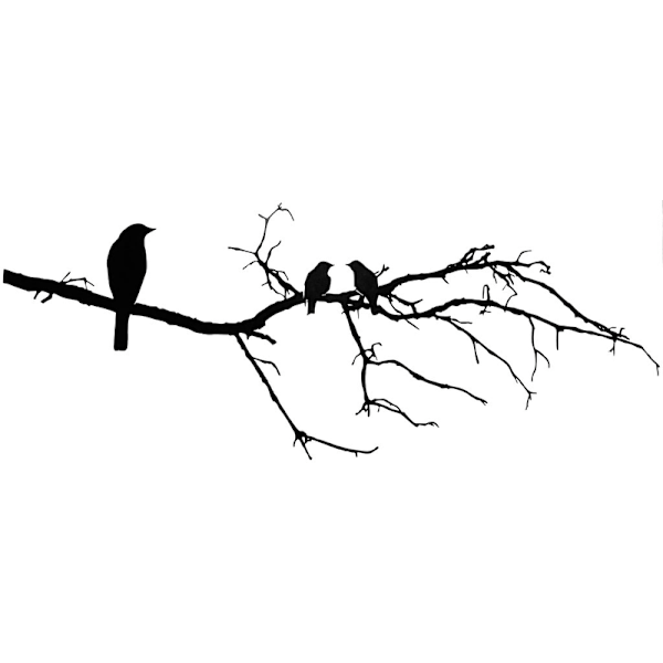 Väggdekor - Fåglar på kvist #3 svart
