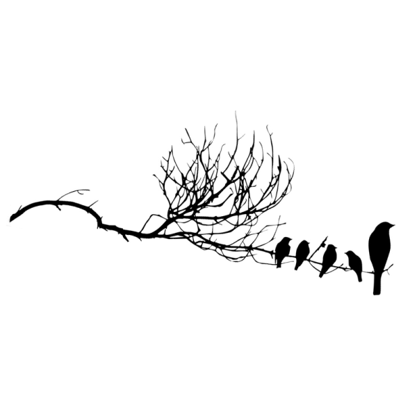 Väggdekor - Fåglar på kvist #5 svart