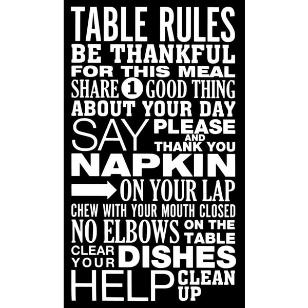 Väggord - TABLE RULES vit