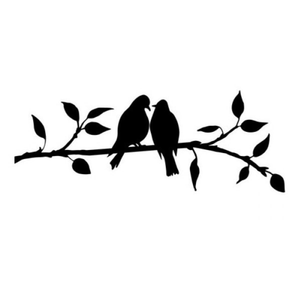 Väggdekor - Fåglar på kvist #2 svart