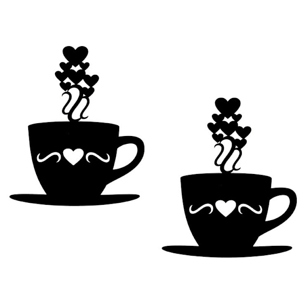 Väggdekor - 2st Kaffekoppar svart