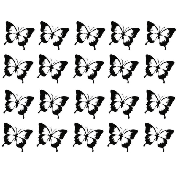 Väggdekor - 20st Fjärilar svart