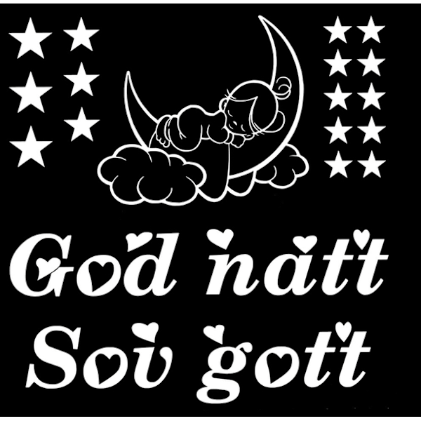 Väggdekor/Väggord - God natt Sov gott vit