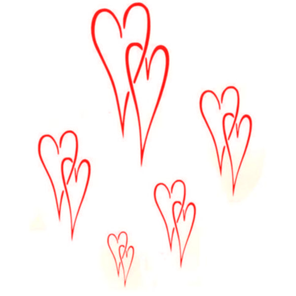 Väggdekor - 5st Hjärtan i olika storlekar röd