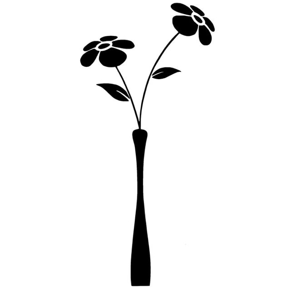 Väggdekor - Blommor i vas design svart