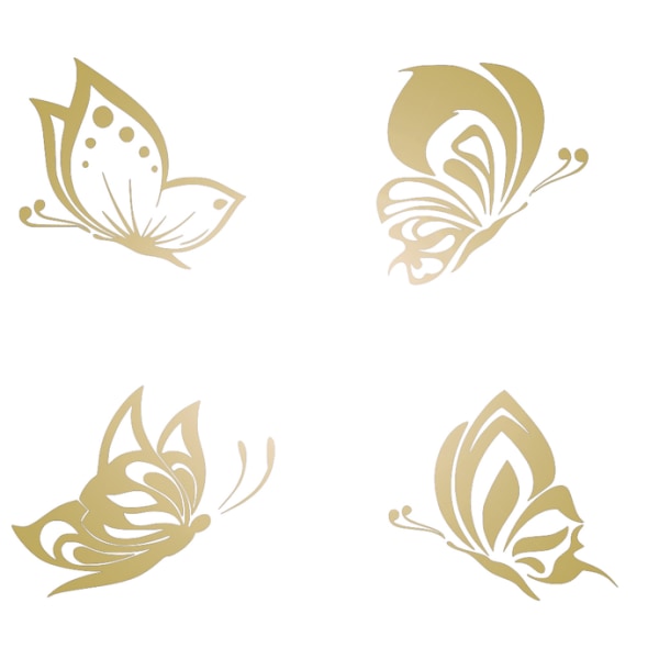 Väggdekor - 4 olika Fjärilar Guld
