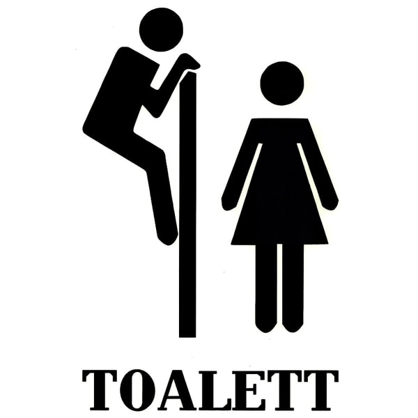 Väggord/Väggdekor - Toalettsymbol med text