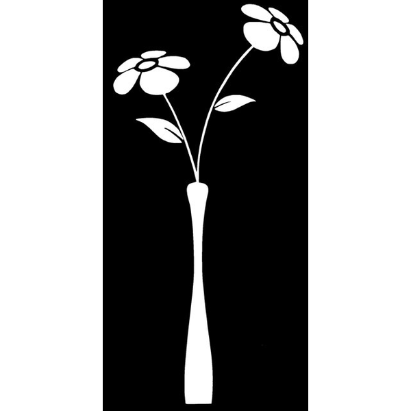 Väggdekor - Blommor i vas design vit