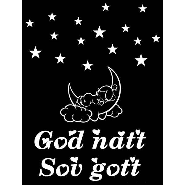 Väggdekor/Väggord - God natt Sov gott vit