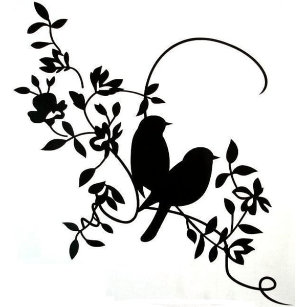 Väggdekor - Kära fåglar på kvist STOR svart