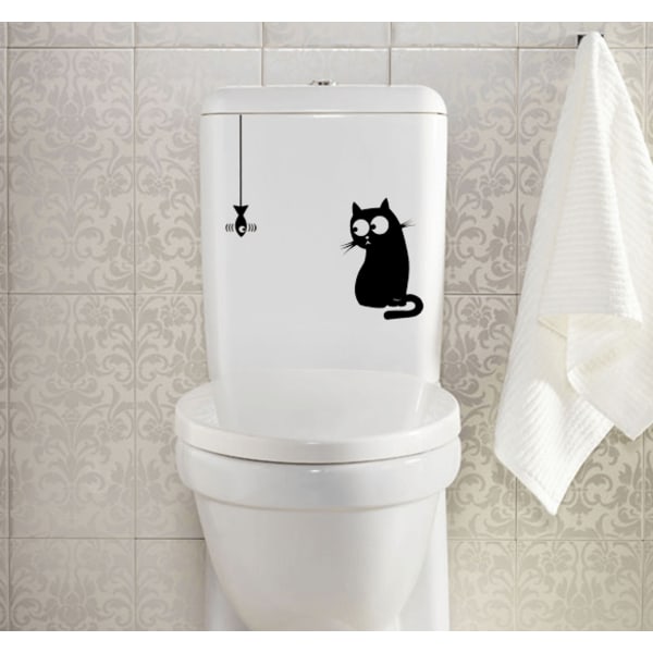 Toalettstol/sitsdekor fisk och katt