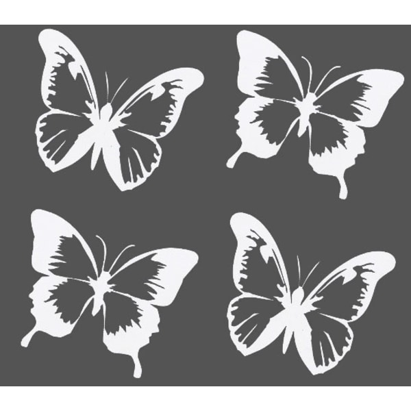 Väggdekor - 4st fjärilar VIT