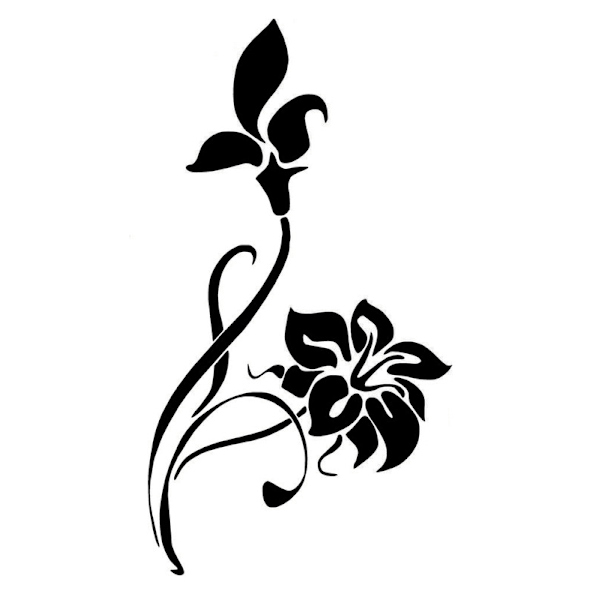 Väggdekor - Blomma svart