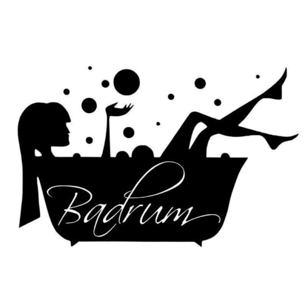 Väggdekor/Väggord - Badrum symbol med text