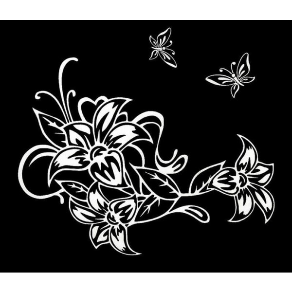 Väggdekor - Fina liljor och fjärilar vit