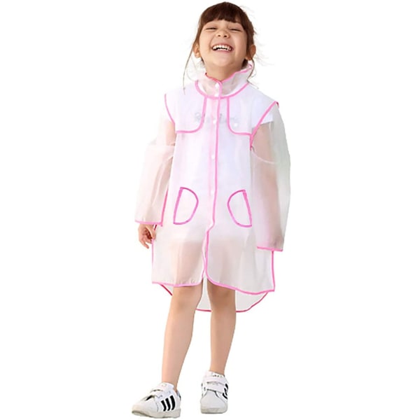 Børneregnfrakke, gennemsigtig regnponcho, rynkefri hætte, regntøj til drenge og piger i alderen 3-12 år Svart 2XL