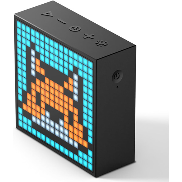 Art Bluetooth högtalare, programmerbar 16x16 LED-skärm, appkontroll med väckarklocka och sömnhjälp, för att skapa Pixelkonst och animationsdesign black