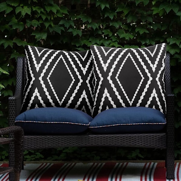 Vedenpitävät Boho Ulkotyynynpäälliset Geometriset Tyynynpäälliset Patiolle Puutarhaan 2 kpl, 18 x 18 tuumaa 18x18 Musta