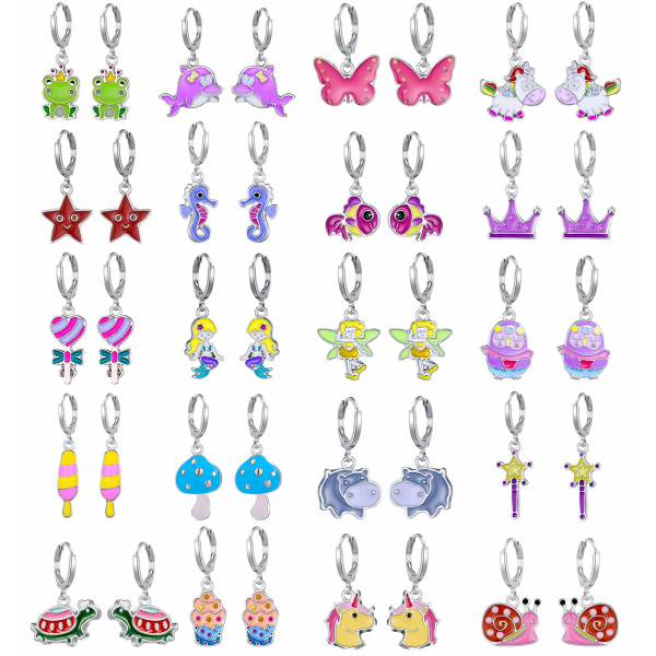 20 par allergivänliga örhängen för flickor - Söta Dangle örhängen med Mini Hoop örhängen för tonårsflickor #5