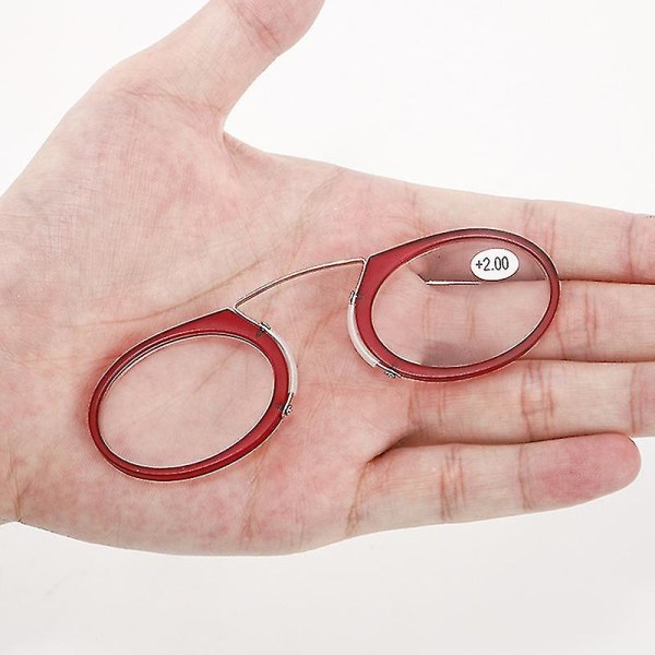 Mini Clip Nesebro Lesebriller 1.0 til 2.5 bærbare presbyopiske briller Rød 2
