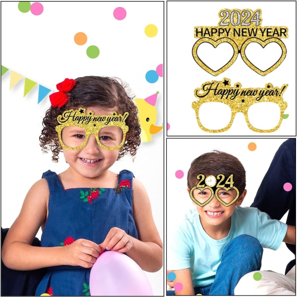 Paket med 12 nyårsdekoration 2024, nyårsdekoration, festglasögon för gott nytt år, roliga tillbehör till nyårsafton, nyår' 1 set