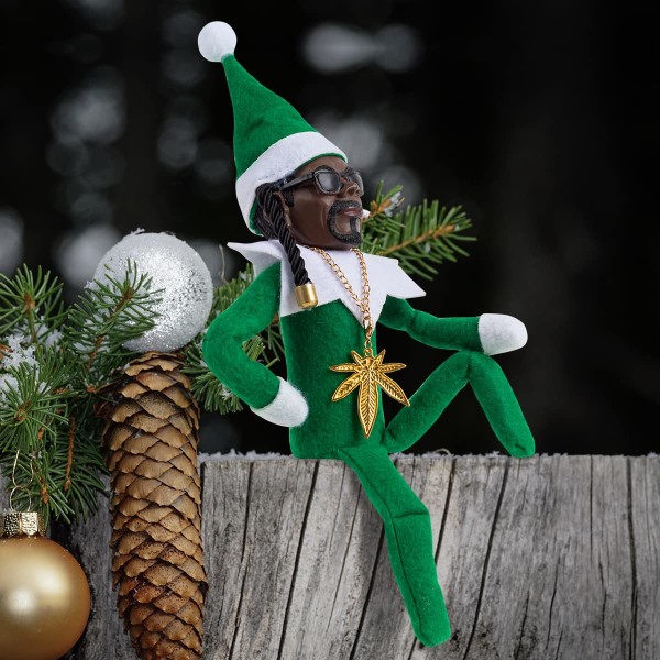 Snoop on a Stoop Elf , 1 STK 24cm Elf on The Shelf Docka, Hip Hop Elf Doll Plyschleksak till påsk Elf Ornament Heminredning Julklapp 2