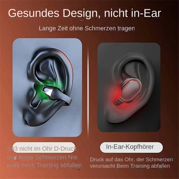 Trådløs øreklips Bone Conduction-hovedtelefoner Bluetooth 5.3, Mini Sports Running Earclip Open Ear-hovedtelefoner, Bone Conduction-øretelefoner Long-Wear Pa