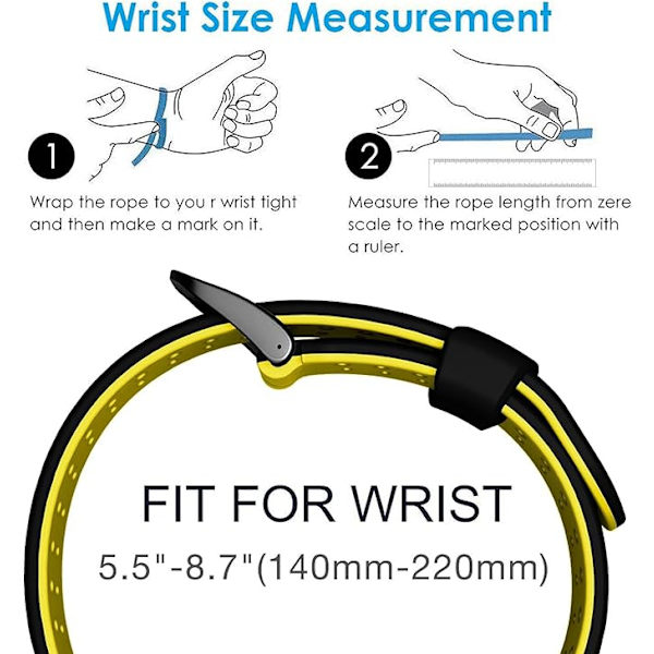Quickfit 26 mm silikone blødt sportsvandtæt åndbart armbånd til Garmin Fenix 5X Plus, Fenix 6X Pro/safir, Enduro, Tactix Bravo Svartgul