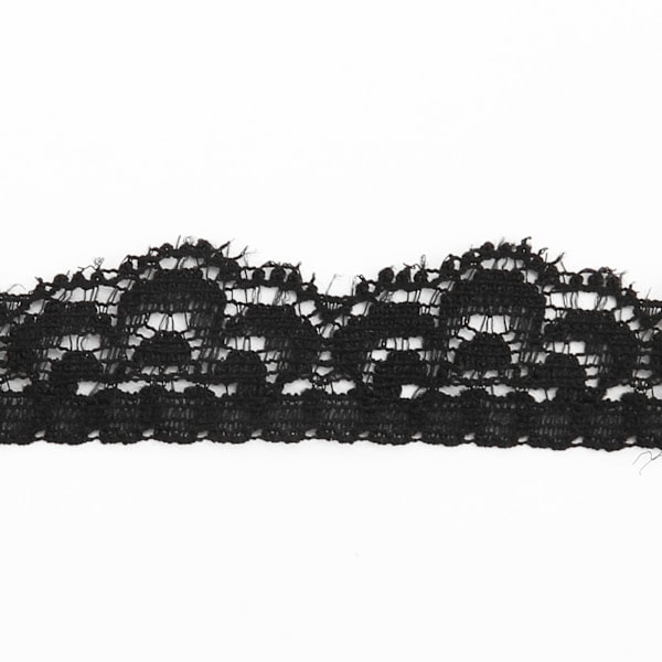 Sort blondebånd 10 yards 0,59 tommer bredt strækbart elastisk komfortabelt blomstermønstret blondekantbånd til dekorationer syning DIY