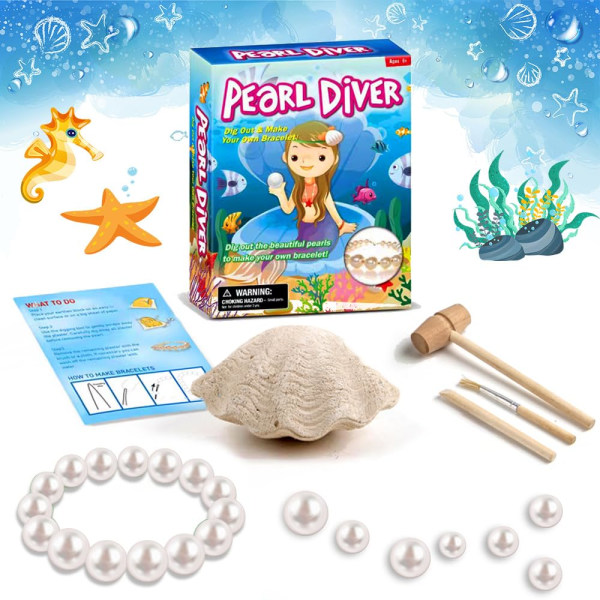 Grävpärlor för barn, set pärlor, DIY armband pärlor set för flickor, set för barn från 6+, arkeologispel, bh kristall