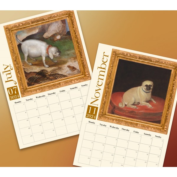 Underlige middelalderhunde 2024-kalender • Sjov moderne stilfuld eklektisk æstetisk vægkalender • Hundeelsker juleindflytningsgave 1 st