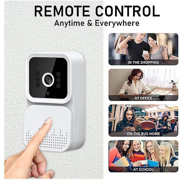Smart Trådlös Fjärrstyrd Videodörrklocka Intercom HD Mörkerseende WiFi Dörrklocka Stöldskydd, Tvåvägskommunikation