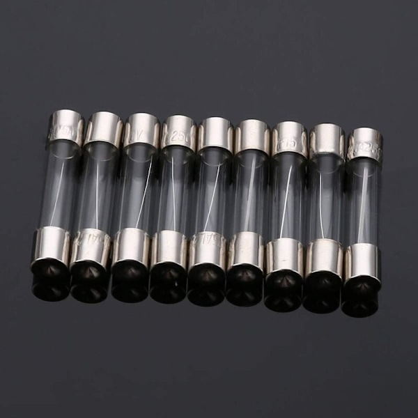 72 st 250V 0,5A-30A Glasrör Assorterad 6X30Mm Elektrisk Säkringssats