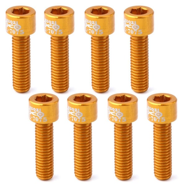 8 stk. Cykel Vandflaskeholder Skruebeslag Guld gold