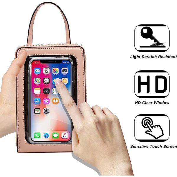 Axelväska, pekskärm för kvinnor, mobilväska för att hänga liten axelväska Läder Crossbody-väska Telefonväska för iPhone 14/1 Lila