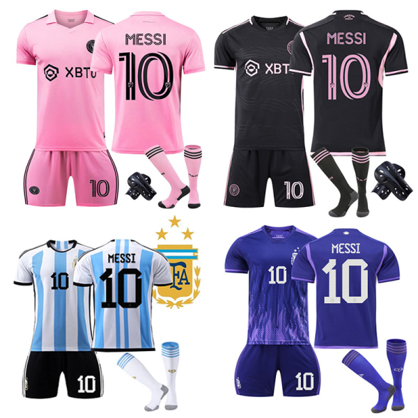 23 Miami-trøje, Argentina nr. 10 Messi-trøje, hjemme- og udebanetrøje til drenge- og pigelandshold i fodbold Argentina Main No Number 24