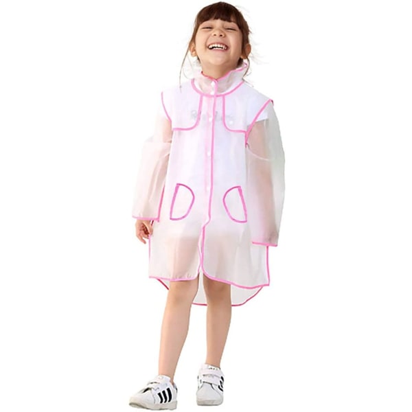 Børneregnfrakke, gennemsigtig regnponcho, rynkefri hætte, regntøj til drenge og piger i alderen 3-12 år Svart XL